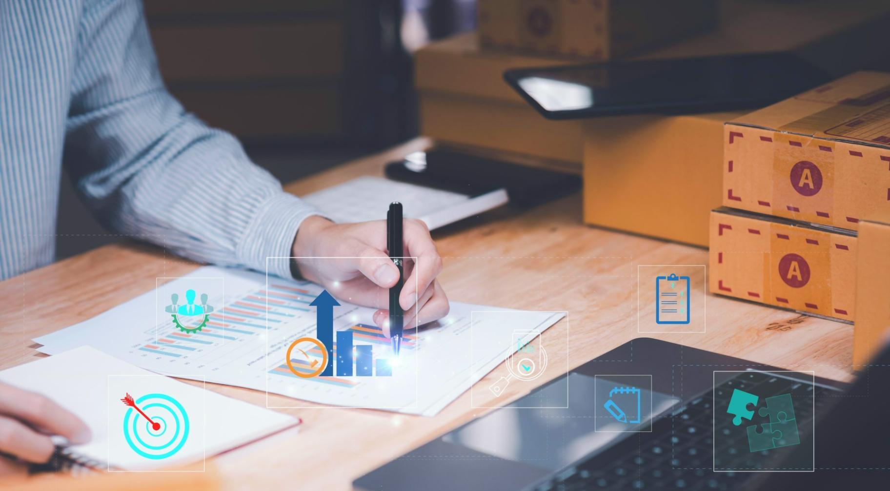 Nahaufnahme eines Laptops mit laufendem Technical-SEO-Audit-Tool während einer Webinar-Demonstration